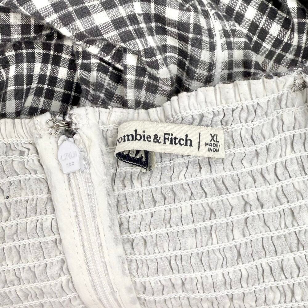 Abercrombie & Fitch Women's Plaid Woven Mini Dress XL Black White Wide Strap - Picture 4 of 15